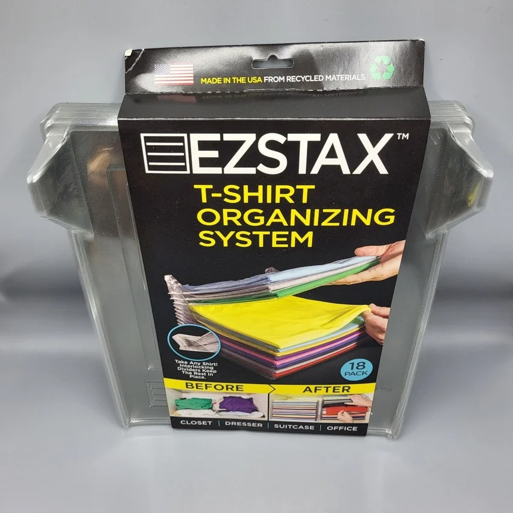 Ezstax T-Shirt Organizing System 18-Pack For Closet Dresser Suitcase Or Office